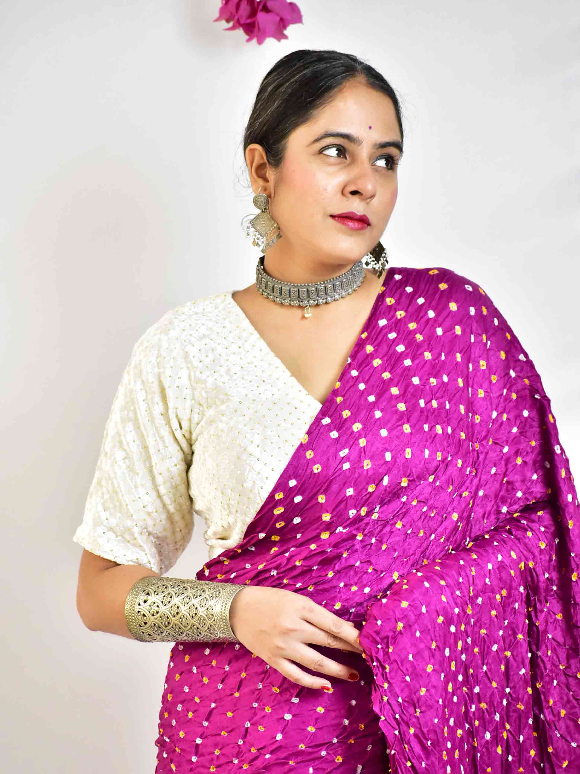 Pink Rai Bandhani Saree Pure GajiSilk | Gaji SiLk